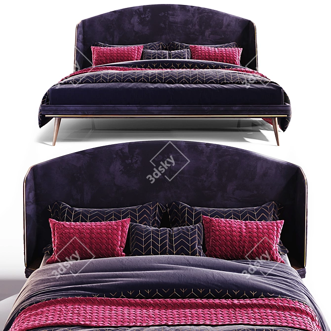 Luxury Linen Bed Set 3D model image 1