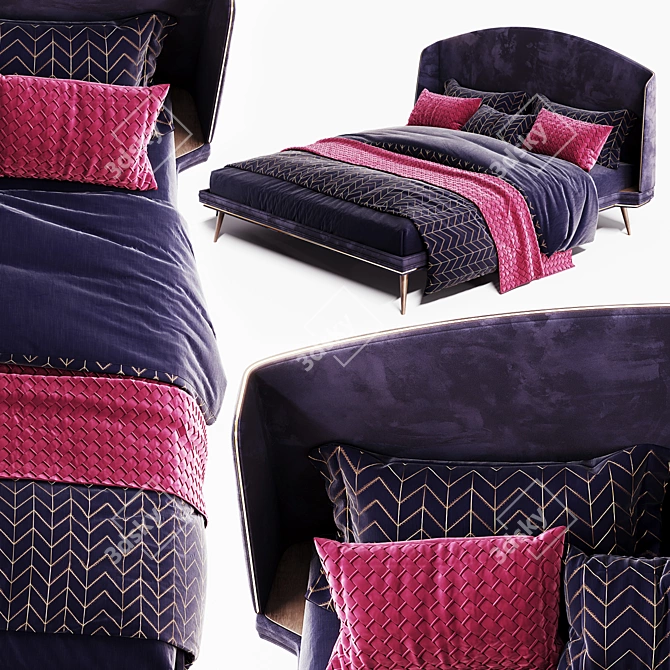 Luxury Linen Bed Set 3D model image 2