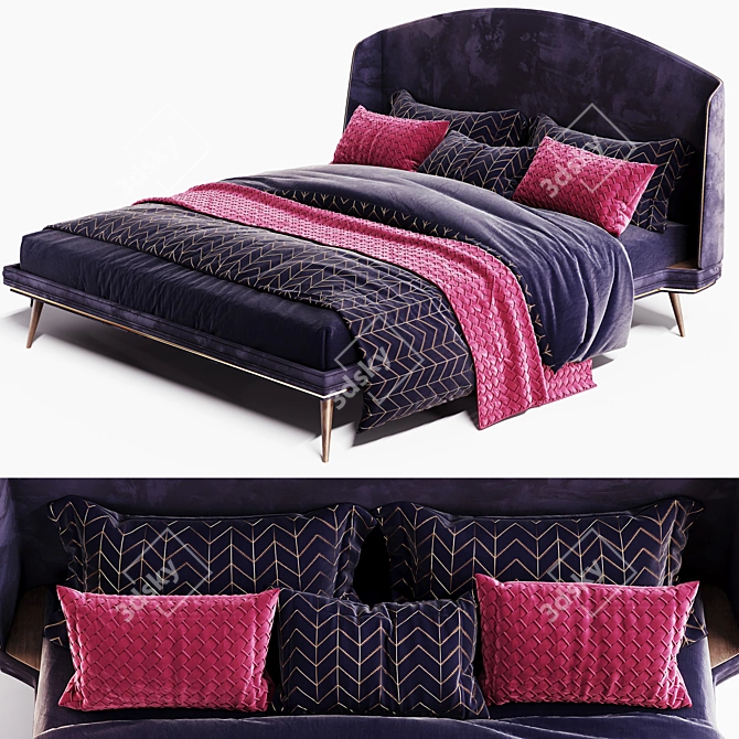 Luxury Linen Bed Set 3D model image 4