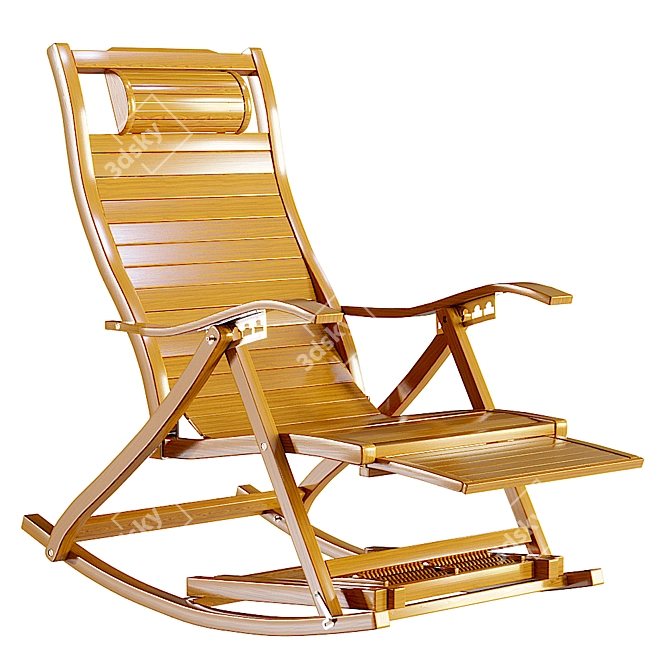 Scandinavian Rattan Rocking Chair 3D model image 2