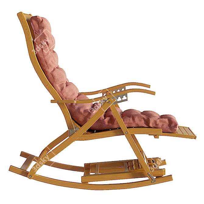 Scandinavian Rattan Rocking Chair 3D model image 3