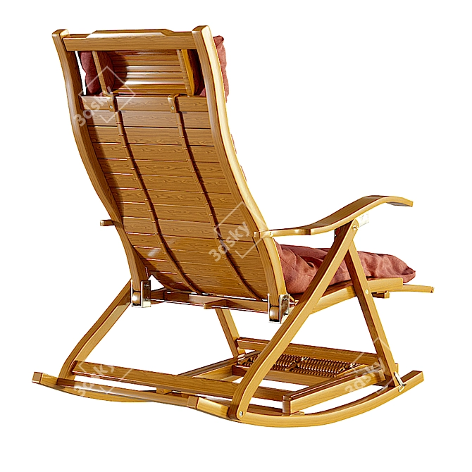 Scandinavian Rattan Rocking Chair 3D model image 4