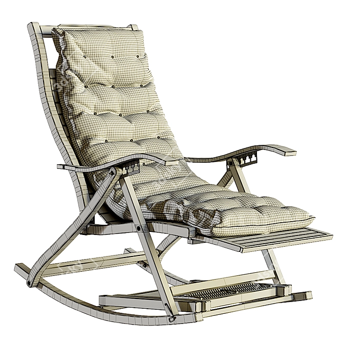 Scandinavian Rattan Rocking Chair 3D model image 5