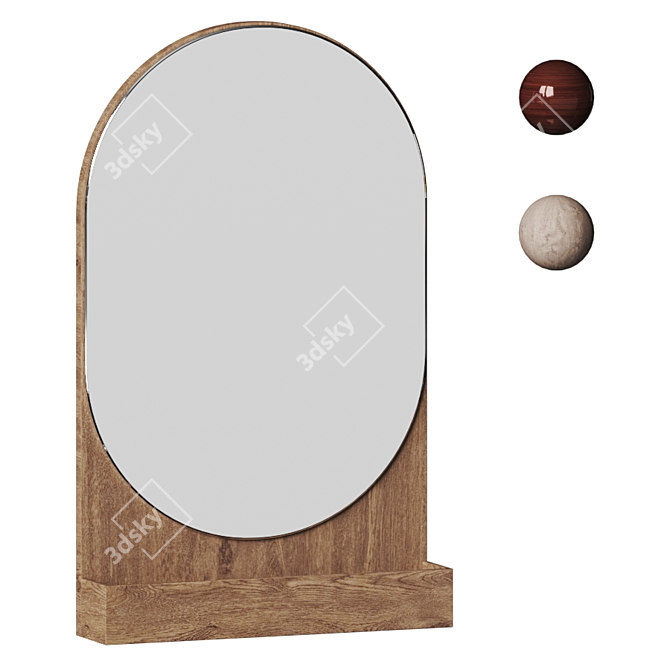 Axel Wall Mirror with Wooden Shelf 3D model image 1