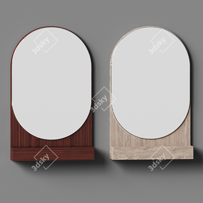 Axel Wall Mirror with Wooden Shelf 3D model image 2