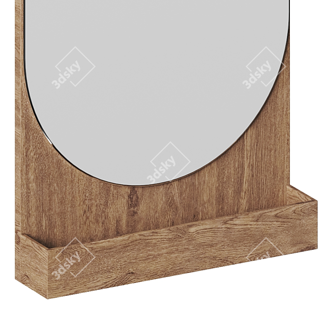 Axel Wall Mirror with Wooden Shelf 3D model image 3