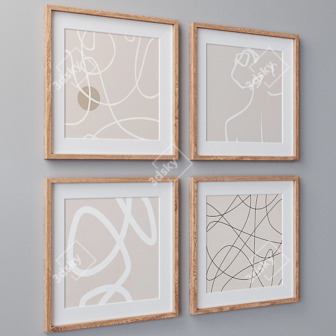 Modern Set of Wall Paintings 3D model image 2