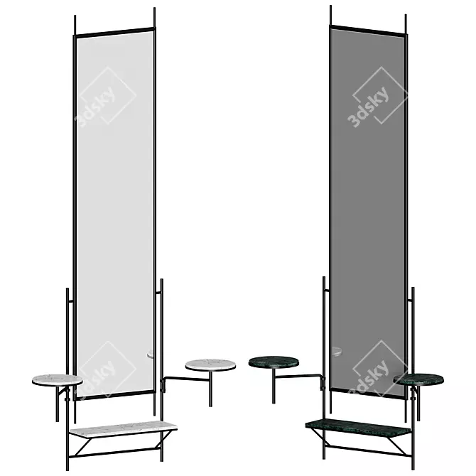 Elegant Mirror with Rotating Shelves - Planner Wall Mirror 3D model image 4