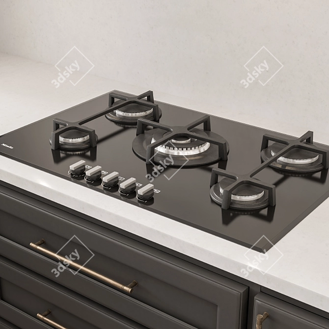 Neo Classic Black & White Kitchen Set 3D model image 3