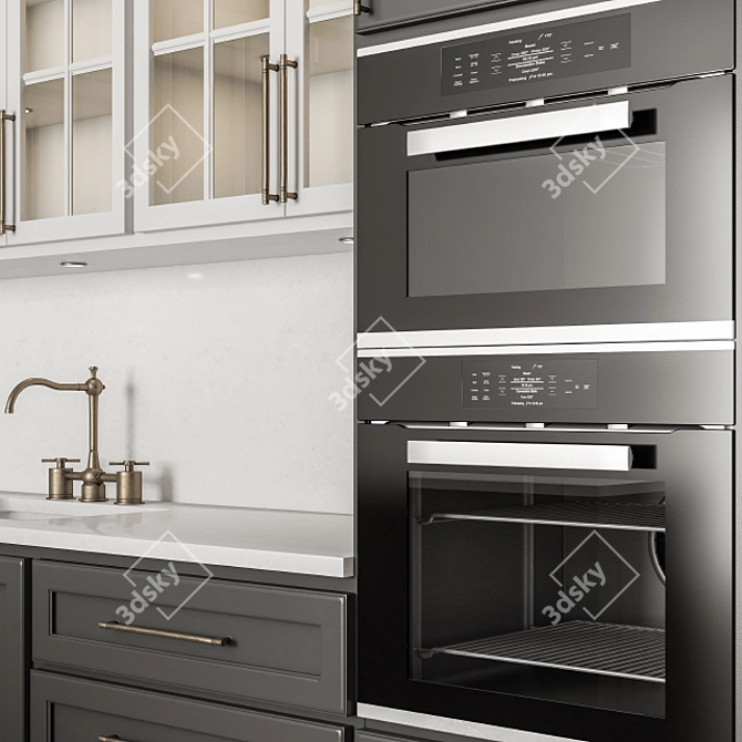 Neo Classic Black & White Kitchen Set 3D model image 4