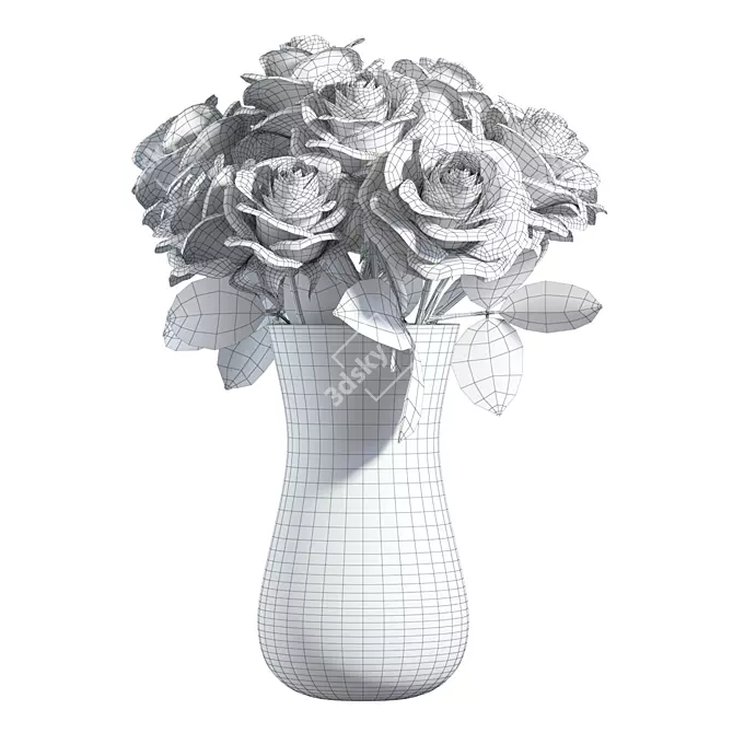 Elegant Pink Roses Bouquet 3D model image 2