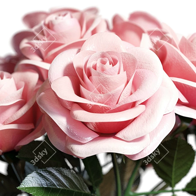 Elegant Pink Roses Bouquet 3D model image 3