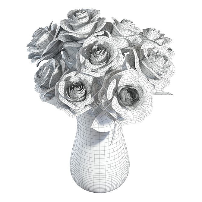Elegant Pink Roses Bouquet 3D model image 5
