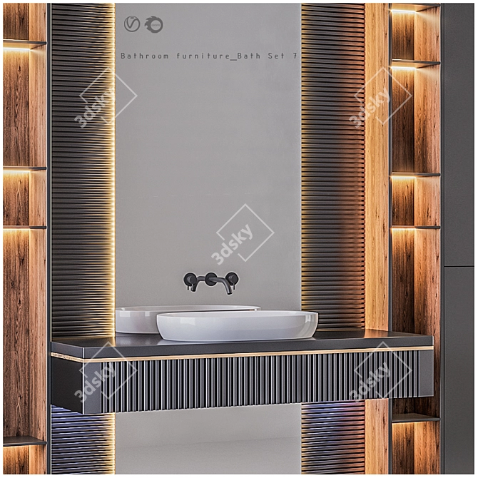 Modern 7-Piece Bathroom Furniture Set 3D model image 3