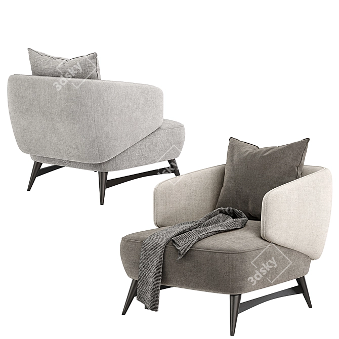 Modern Aries Armchair: Sleek Design, Multiple Colors 3D model image 3