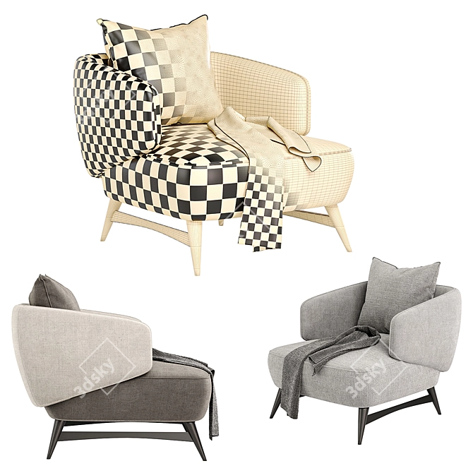 Modern Aries Armchair: Sleek Design, Multiple Colors 3D model image 4