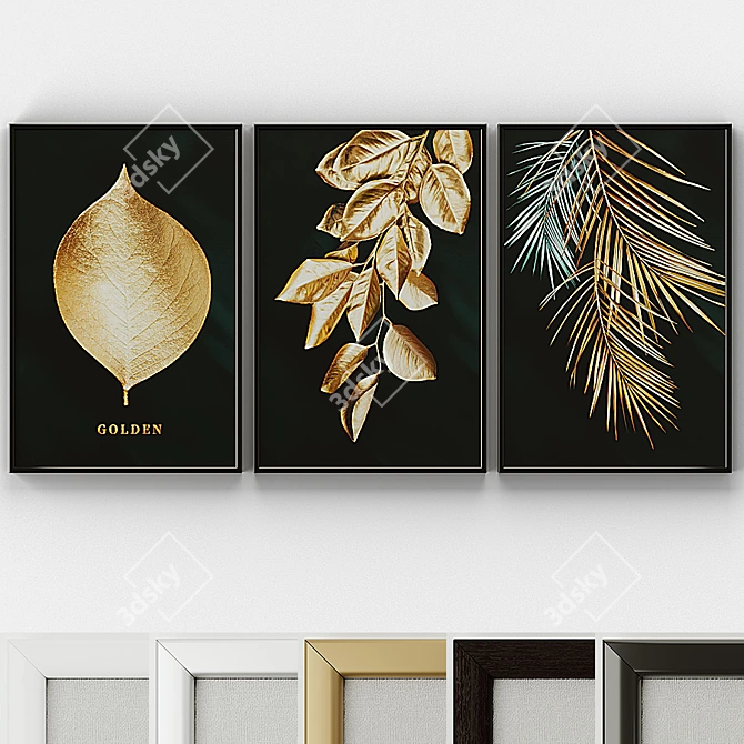 Modern Frame Wall Paintings, Set of 5 3D model image 1