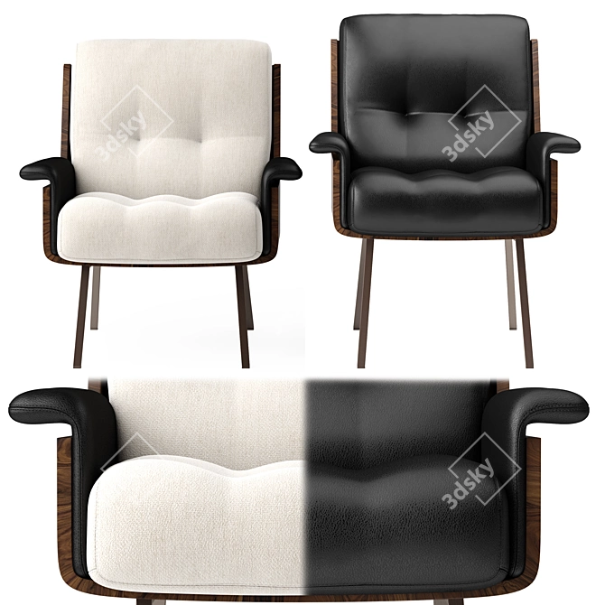Designer Minotti Daiki Studio Chairs 3D model image 5