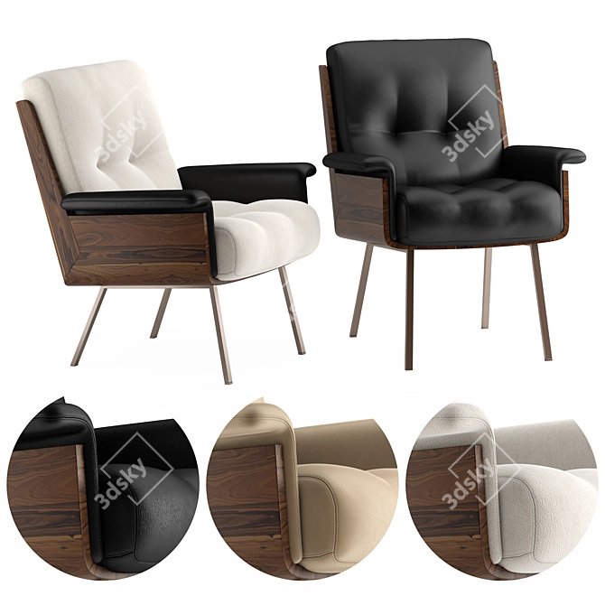 Designer Minotti Daiki Studio Chairs 3D model image 7