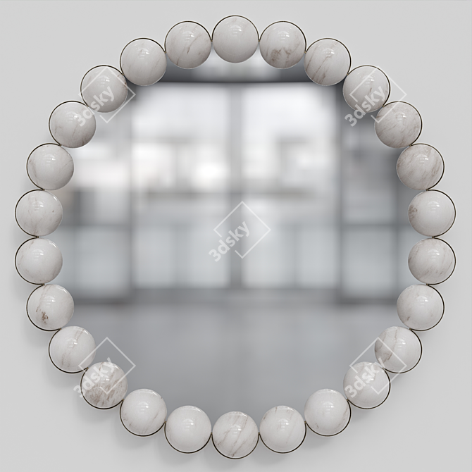 Elegant Pearl Mirror: Light Bronze & Alabaster Marble 3D model image 1