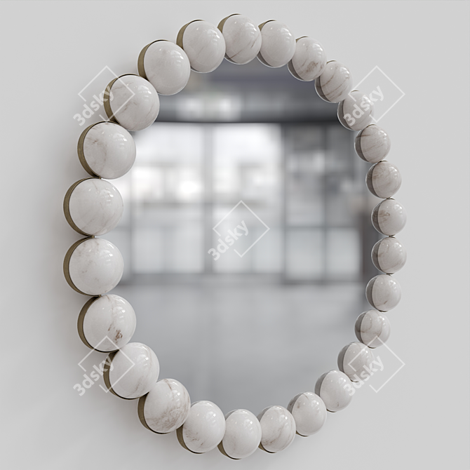 Elegant Pearl Mirror: Light Bronze & Alabaster Marble 3D model image 2