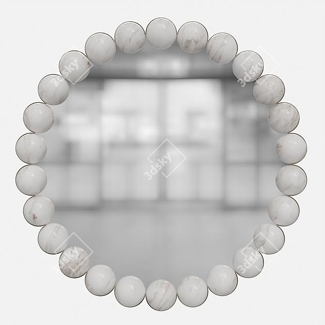 Elegant Pearl Mirror: Light Bronze & Alabaster Marble 3D model image 4