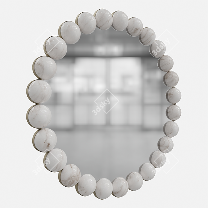 Elegant Pearl Mirror: Light Bronze & Alabaster Marble 3D model image 5