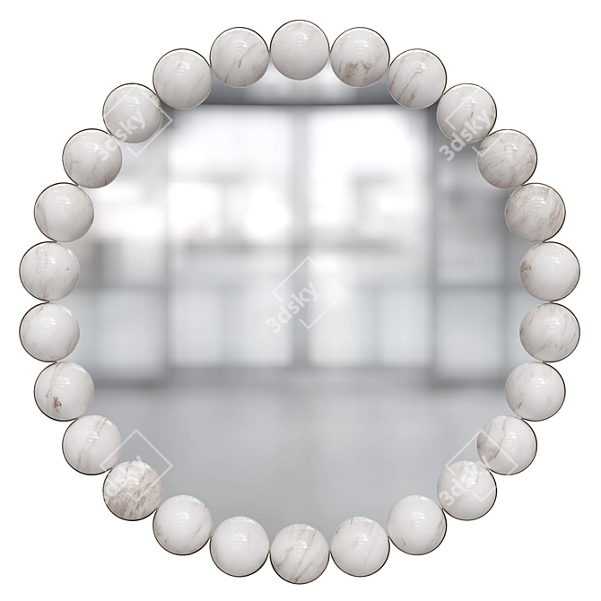 Elegant Pearl Mirror: Light Bronze & Alabaster Marble 3D model image 7