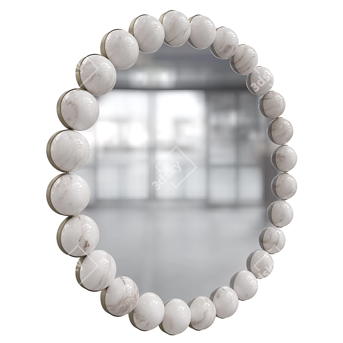 Elegant Pearl Mirror: Light Bronze & Alabaster Marble 3D model image 11