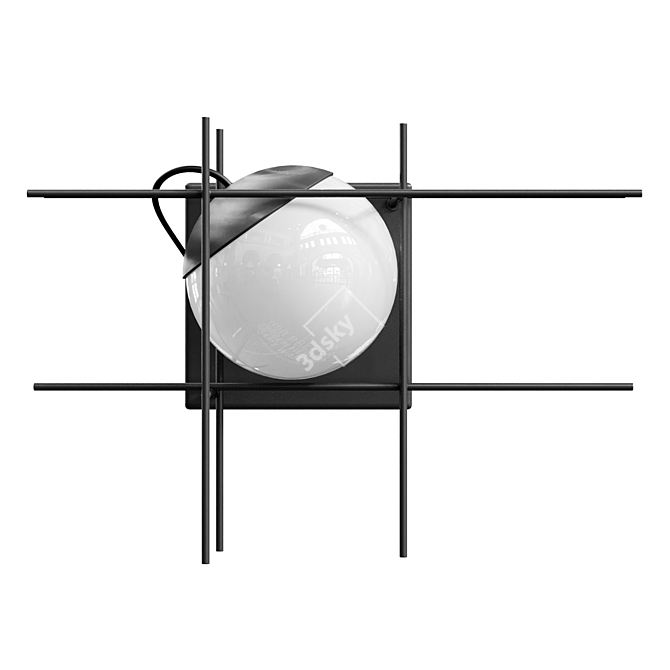 Sleek Black Plot Frame Wall Light 3D model image 1