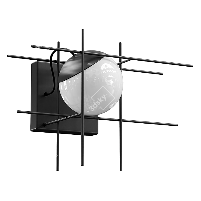 Sleek Black Plot Frame Wall Light 3D model image 2