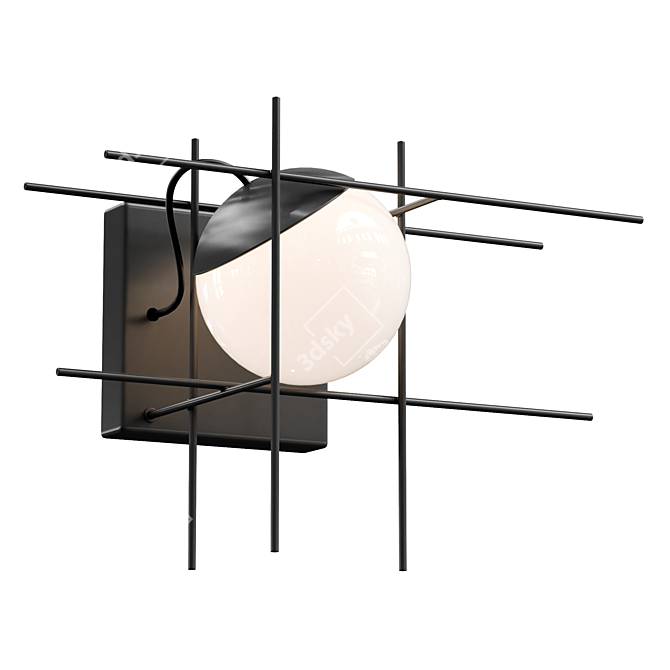 Sleek Black Plot Frame Wall Light 3D model image 3