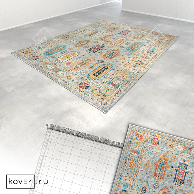 WAZIR GRAY-GRAY Ethnic Rug | Art de Vivre 3D model image 2