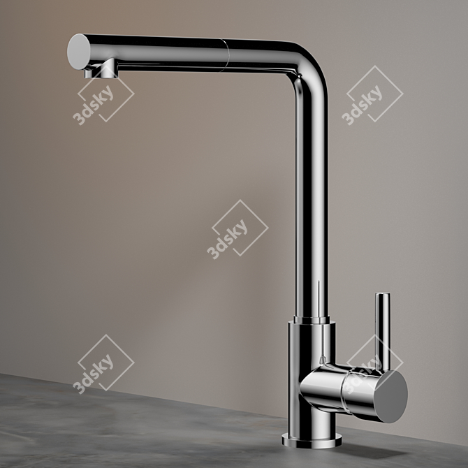 Quadro Brass 269: Kitchen Sink Mixer with Pull-Out Shower 3D model image 2