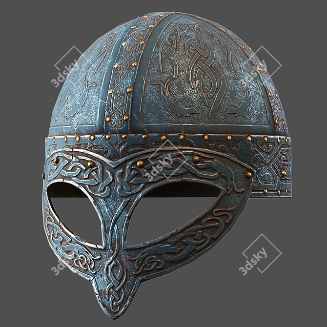 Viking Warrior Stainless Helmet 3D model image 3