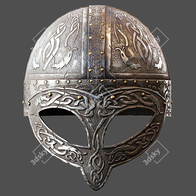 Viking Warrior Stainless Helmet 3D model image 4