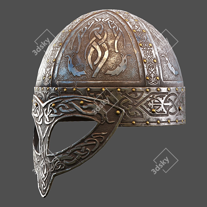 Viking Warrior Stainless Helmet 3D model image 6