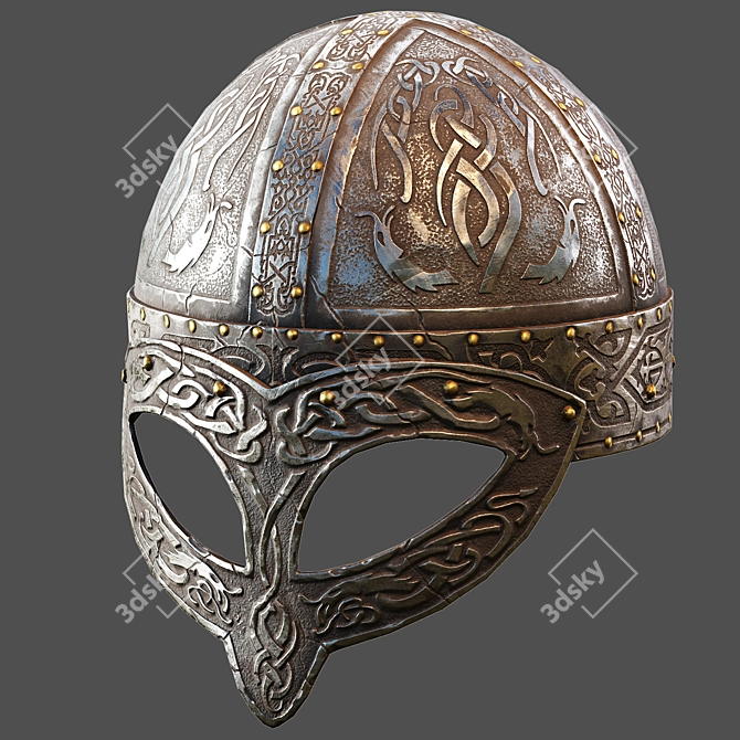 Viking Warrior Stainless Helmet 3D model image 1