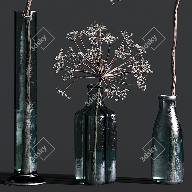 Succulent Serenity: Dry Vase Collection 3D model image 4