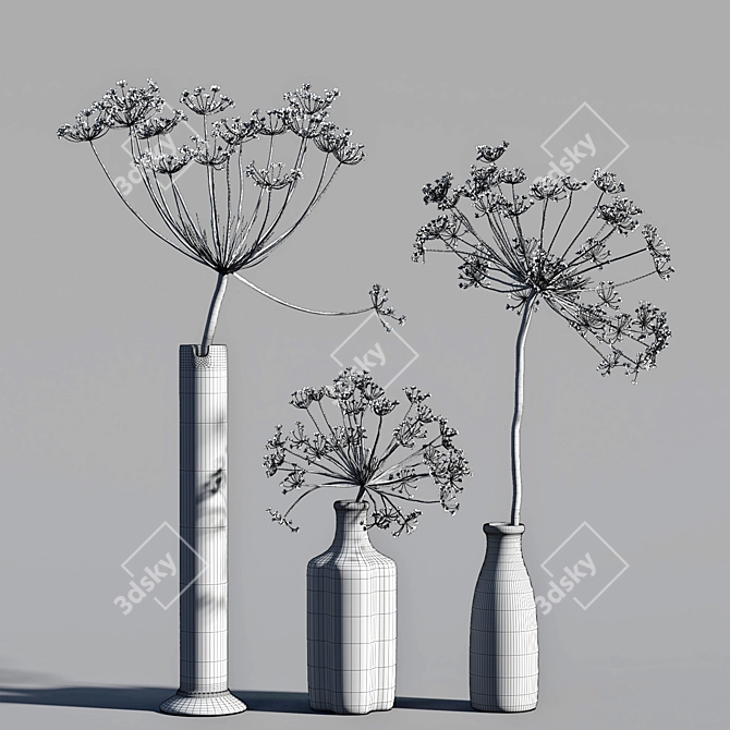 Succulent Serenity: Dry Vase Collection 3D model image 10