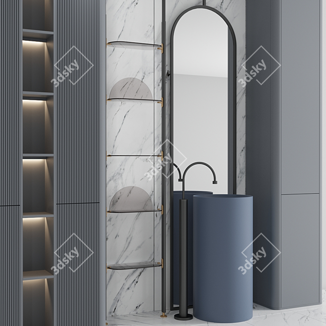 Elegant Bathroom Set with Mirror 3D model image 2