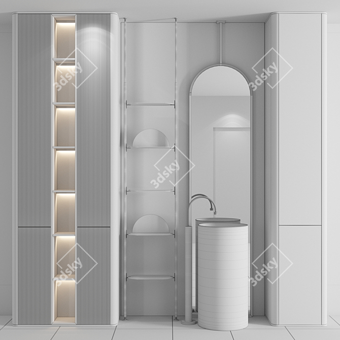 Elegant Bathroom Set with Mirror 3D model image 5