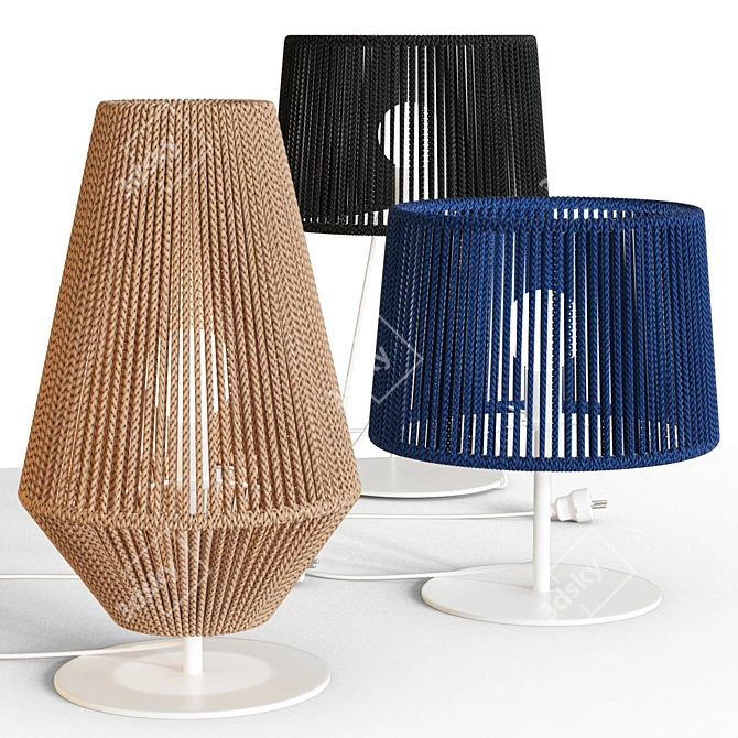 Handmade Wicker Table Lamps 3D model image 1