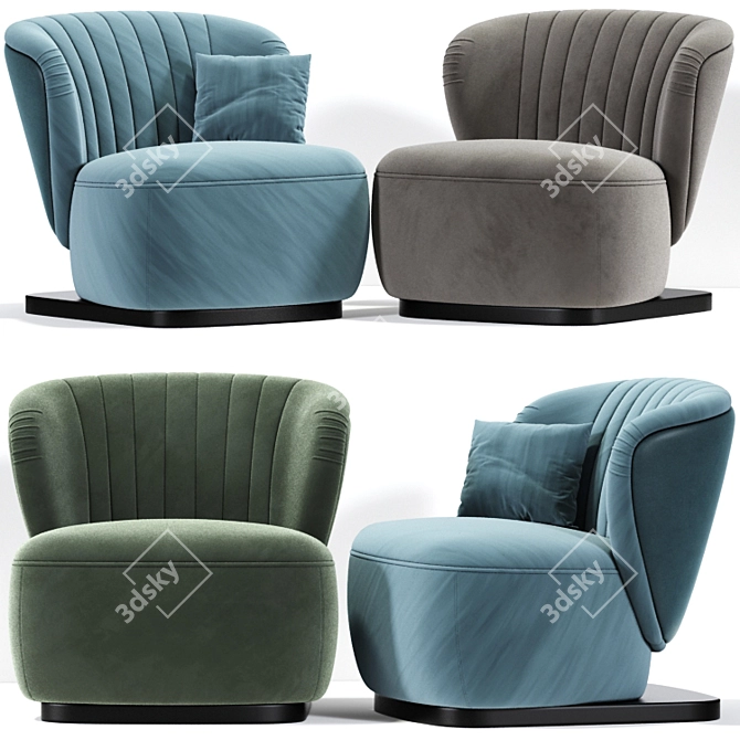 Stylish Amelia Armchair: Black Tie Elegance 3D model image 2