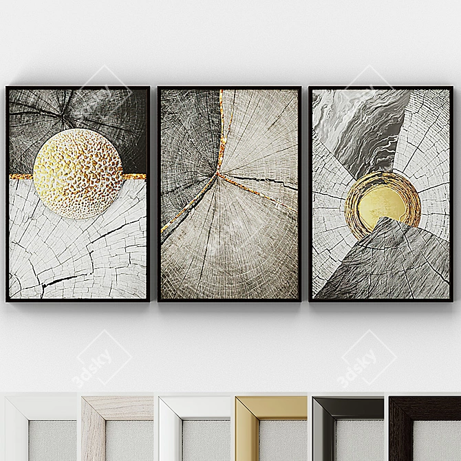 Elegant Frame Set: 5 Colors, 60x90 cm 3D model image 1