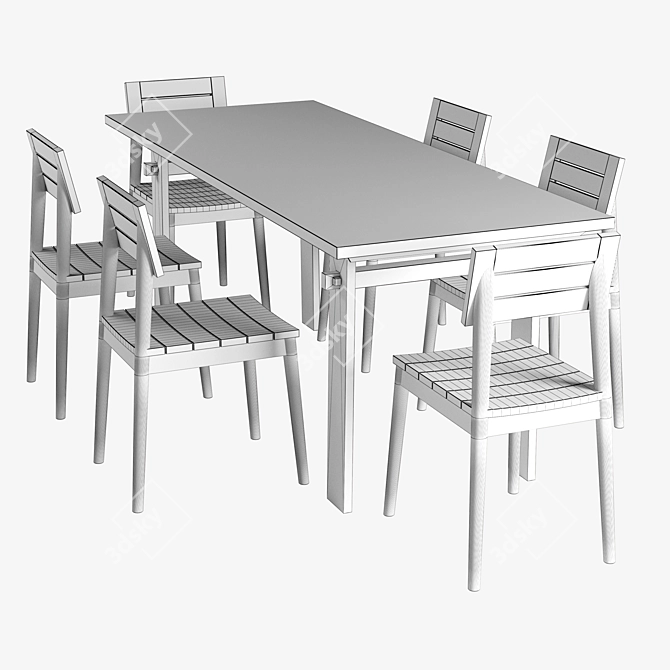 Teak ARTISAN Table & Vintage Outdoor Chair 3D model image 3