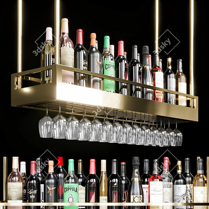 Modern Wine Shelf Storage Unit 3D model image 1