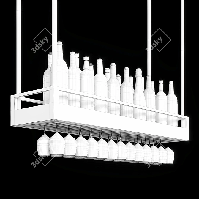 Modern Wine Shelf Storage Unit 3D model image 4