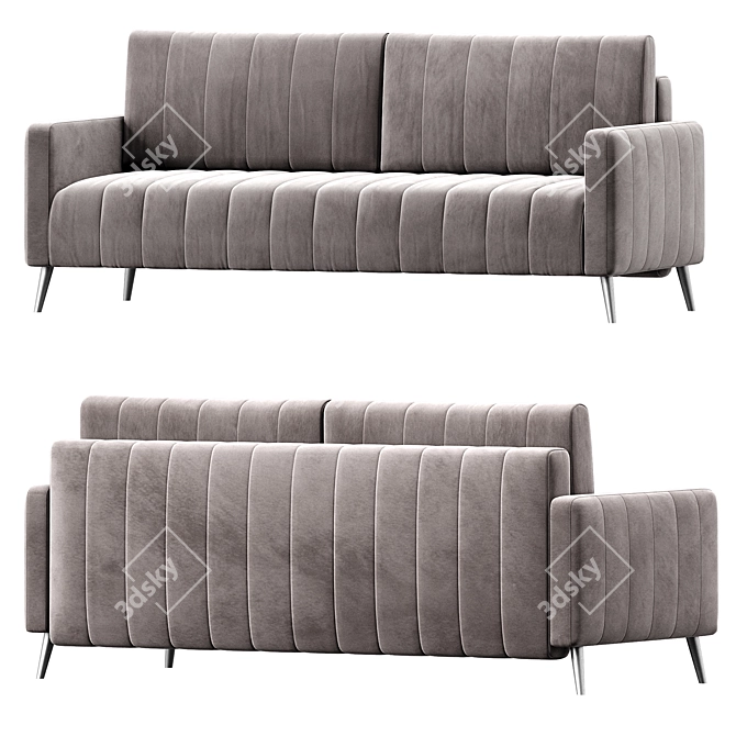 Geometric Stitch Velvet Sofa 3D model image 2