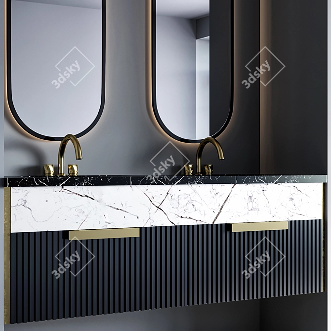 Modern Bathroom Furniture Set 3D model image 2